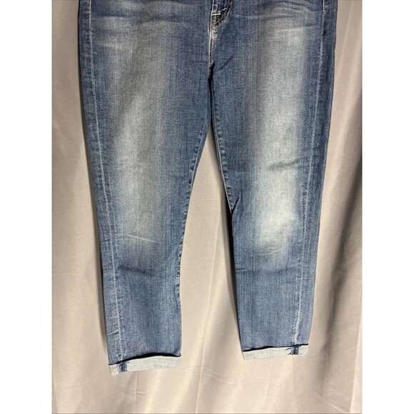 Seven 7 For All Mankind Skinny Crop & Roll Blue Denim Jeans Women's Size 31 - Picture 3 of 6